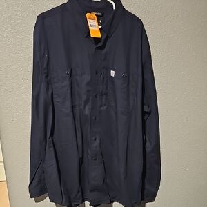 Carhartt Men's Navy Casual Button Down Shirt